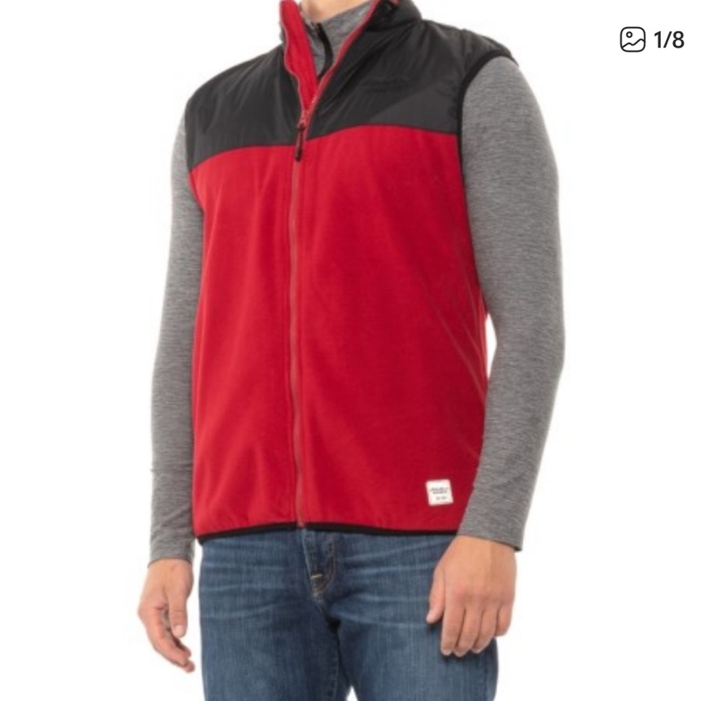 Eddie Bauer NWT Workwear Vest Men's‎ Size XL Red Gray Full Zip Outdoor